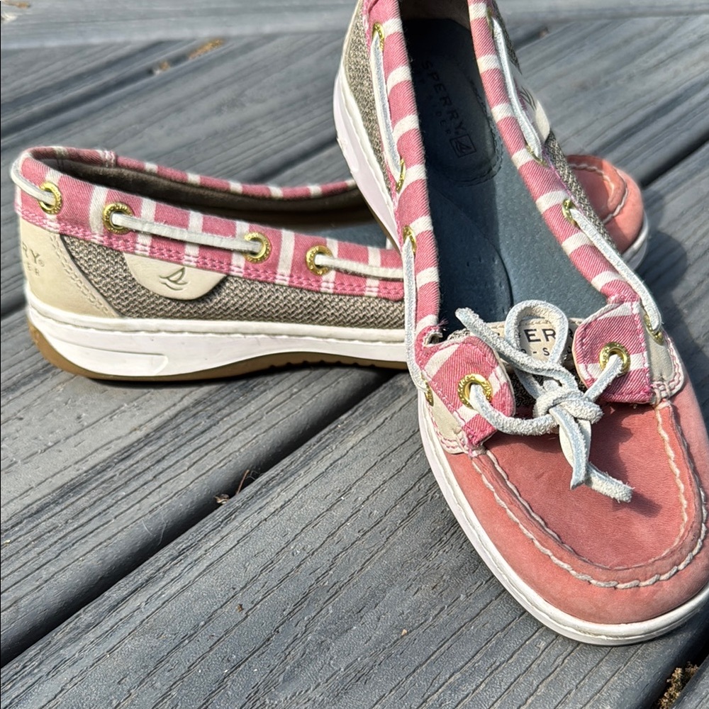 Sperry Pink and Tan Flats with Non-Slip Soles
